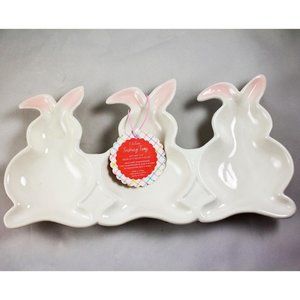 Easter Home Essentials 3 Section Ceramic Serving Tray Bunnies Bunny 12.7"